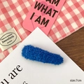 Plush light blue lamb wool oval hair clip with 7cm size detail for elegant side styling - Blue Teardrop (7cm)
