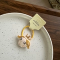 Élastique à cheveux coréen en tissu avec motif de fille brodée et couronne dorée jaune - Élastique Princesse