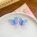 Pair of transparent gradient blue and purple resin butterfly hair clips for girls - Blue Series