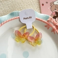 Set di due elastici gialli con farfalle sfumate per bambine e ciondoli in acrilico dolce - Serie Gialla