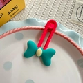 Lindo pasador de pelo con lazo verde azulado y clip rosa ondulado para peinado infantil - Serie Azul