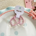 Pink gradient butterfly hair ties with pearlescent finish for girls sweet ponytails - White