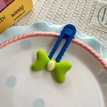 Pinza para el pelo con textura ondulada azul real y lazo verde neón estilo alegre - Green System
