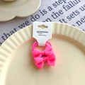 Jolies élastiques à cheveux rose avec nœud en tissu pour enfants sur carte blanche - Nœud en Tissu / 2 Pièces/Ensemble / Rouge
