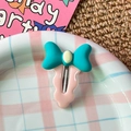 Cute cloud bowknot hair clip in blue and pink resin finish for daily styling - Blue Bow