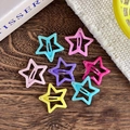 Set of seven colorful glittery star-shaped metal hair clips in various pastel tones - Glitter Sprayed (Style 6)