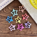 Set of 8 colorful star-shaped hair clips with polka dots in assorted macaron colors - Polka Dot Painted (Style 7)