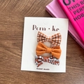 Three-piece set of orange floral and plaid fabric bow hair clips for girls on a card - Orange Series