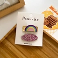 Sparkly rainbow and pink sequin hair clips set on a display card for girls - Rainbow
