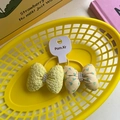 Set di due elastici gialli a fiori e tessuto waffle con perla per capelli bambina - Serie Gialla