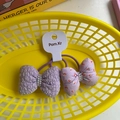 Set di due elastici per capelli viola con fiori, ciliegie e perle eleganti - Serie Viola