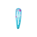 Blue drop-shaped metal hair clip with white cartoon rabbit and pink heart prints - Light Blue Cartoon Rabbit Style (NK783)