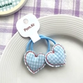 Elastici per capelli per bambini con lacci blu e ciondoli a cuore a quadretti verdi - Cuore blu
