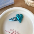 Pinza para pelo con lentejuelas azul cielo y corazón de cuero azul para niñas - Serie Azul