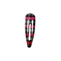 Barrette BB classique en métal avec motif floral rose foncé sur finition noire - Style Fleur Noire Rose (Style 7)