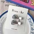 Paire de pinces à cheveux roses en cuir argenté élégant pour coiffure d'enfants - Style Rose / Blanc
