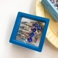 Five-piece set of silver BB hair clips with gradient blue rhinestones in a blue gift box - Blue Series