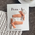 Dolci mollette per capelli arancioni con fiocco in pizzo per bambine, set fatto a mano - Fiocco Arancione