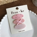 Set di tre fermagli per capelli in tessuto rosa con ciliegie e motivi a quadri - Stile Rosa Ciliegia Quadri Fiocco / Serie Rosa