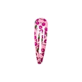 Pink waterdrop hair clip with vibrant red cherry print and glossy metal finish - Pink Cherry Style (Style 17)