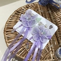Fermagli per capelli a fiore lavanda per bambine con nastri di pizzo e dettagli in perle - Stile nappa floreale / Viola