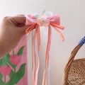 Barrette à cheveux avec nœud rose et fleur pour fille au style chinois doux - Série Orange