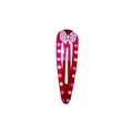 Red teardrop metal BB clip with pink polka dots and a cute bow accessory - Red Polka Dot Bow Style (Style 26)