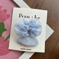 Juego de pinzas para el cabello de encaje azul claro con perlas en tarjeta - Azul