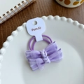 Lot de deux chouchous nœuds en dentelle violet clair à rayures pour fillettes - Élastiques Nœud Rayé / Série Violette