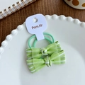 Lot de 2 chouchous nœuds en tissu à rayures vertes pour coiffures de filles mignonnes - Élastiques Nœud Rayé / Nuances de vert