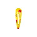 Classic yellow teardrop BB hair clip with vibrant orange and pink floral pattern print - Yellow Colorful Floral Style (Style 35)