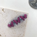 Ovale acetaat haarklem met roze vlinderprint en grijze marmeren textuur afwerking - Roze Vlinder