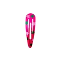 Pink BB hair clip with green and pink star patterns in a classic teardrop shape - Pink Colorful Stars Style (Style 38)