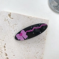 Fermaglio per capelli ovale nero con fiocco rosa e stelle per bambine e donne - Fiocco in Nastro Rosa