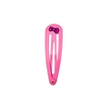 Pink metallic teardrop BB hair clip featuring a cute bow pattern and glossy finish - Bright Pink Bow Pattern Style (NK783)
