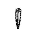 Classic black metal teardrop hair clip with silver star pattern and spring-click design - Black Silver Stars Style (Style 43)
