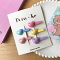 Fünfteiliges Set herzförmiger Macaron-Haarspangen in glänzenden Bonbonfarben für Mädchen - Herzform