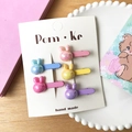 Lot de 5 barrettes à cheveux lapin nacré multicolore pour filles aux tons macarons - Style Ours