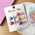 Fünferpack sternförmige Haarklammern in Macaron-Farben auf weißer Displaykarte - Sternform