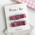 Pink lace sequin bow hair clips with pearls for girls, handmade two-piece set - Double Layer Square Hair Clip
