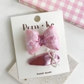 Set de pinzas para el pelo con lazo de lentejuelas rosas y símbolo infinito de perlas - Pinza para el Cabello Lentejuela Capullo de Flor