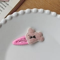 Fermaglio per capelli a coniglio rosa con pois a cuore su un piatto decorativo - Molletta Coniglio con Fiocco / Rosa