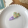 Graziosa clip BB viola con ornamento a forma di coniglio in resina a pois colorati - Molletta Coniglio a Pois / Viola