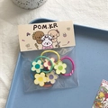 Cute Korean style colorful flower hair ties set with cartoon dog tag packaging - Flower Hair Tie