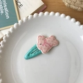 Barrette à cheveux lapin mignonne en vert menthe et rose avec motifs floraux - Pince à Cheveux Lapin Fleur