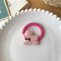 Élastique à cheveux lapin rose à pois avec bande extensible et petit nœud décoratif - Élastique Lapin avec Nœud