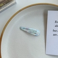 Light blue and purple marble pattern teardrop metal hair clip on ceramic tray - Marble Blue Purple Style (NK967) / Light Blue Teardrop Clip
