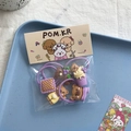 Set of 5 purple cartoon hair ties with cute resin bears and sweets shapes in a pack - Purple Bear Hair Tie