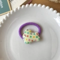 Élastique à cheveux violet avec breloque lapin à pois pour enfants et jeunes filles - Élastique Lapin à Pois