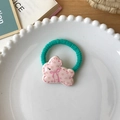 Élastique à cheveux lapin turquoise pour filles avec motif floral et décoration lapin - Élastique Lapin Fleur